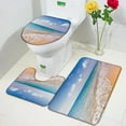thumbnail image 1 of Sea Wave Beach Bath Mat Set Dusk Ocean StarConch Blue Wooden Board Bathroom Decor Home Carpet Non-Slip Rug Toilet Lid Cover, 1 of 5
