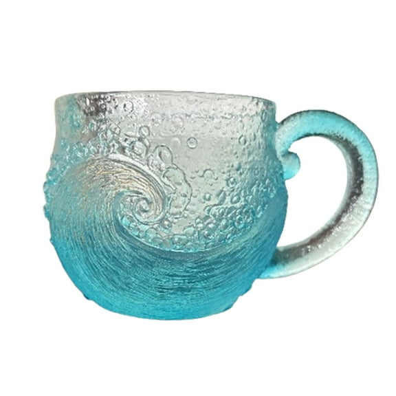Sea Wave Mug Handblown Glass Cup With Textured Beach Theme For Tea And Wine 12 Ounce Resin Material Unique Drinkware For Ocean Lovers Gift Sea Wave Mug