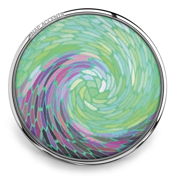 Snap Jewelry 18MM Mosaic Sea Wave Ginger Charm with Aqua Green and Violet Swirl