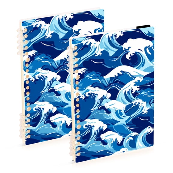 Sea Waves Cartoon Notebook Detachable Coil Notebook Diary Plan Book A5 Size 60 Pages 1 Pack