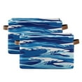 thumbnail image 1 of Sea Waves Cartoon Square Storage Bins with Handles Collapsible Containing Box 2 Packs, 1 of 9