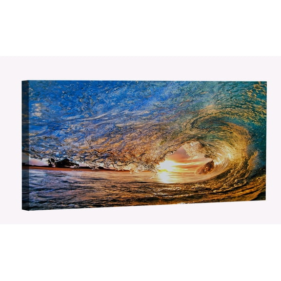 Sea Waves Clear Canvas Art Beach Sunset Picture Wall Art Beach Landscape Framed Painting Wall Decor For Home Office Bedroom Reeady to Hang