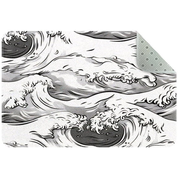 Sea Waves Entryway Rug, 2x3 Area Rug Indoor Door Mat Non-slip Washable Floor Carpet Rug for Bedroom Office Dining Room Bathroom