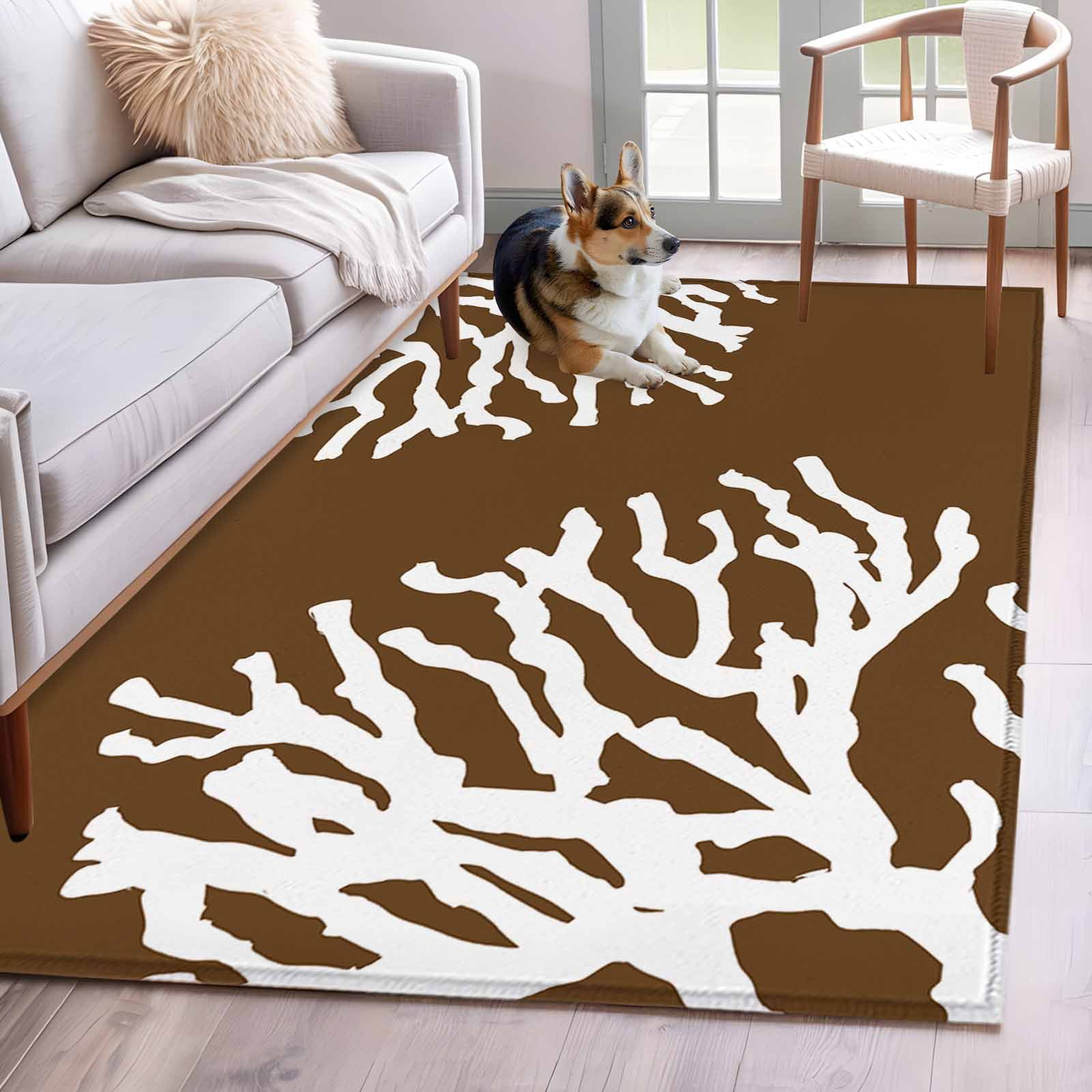 Sea White Coral 2.7x5 Rug for Office Desk Chair Area Small Bedroom ...