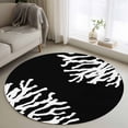 thumbnail image 1 of Sea White Coral Round Living Room Rugs 4 ft, Marine Black Background Modern Art Washable Area Rug with Non-Slip Sturdy Edge Binding Round Carpet for Entryway Kitchen Bedroom Bathroom, 1 of 9