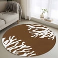 thumbnail image 1 of Sea White Coral Round Living Room Rugs 4 ft, Marine Brown Background Modern Art Washable Area Rug with Non-Slip Sturdy Edge Binding Round Carpet for Entryway Kitchen Bedroom Bathroom, 1 of 9