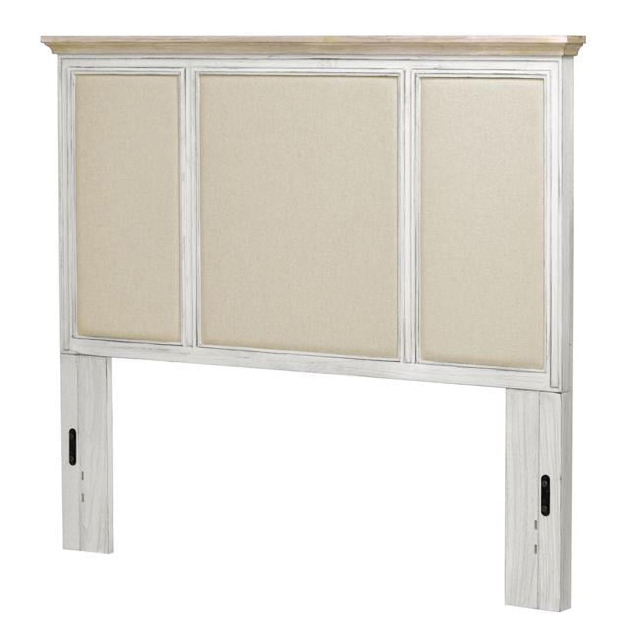Captiva Island Two-Tone Wood King Headboard in White and Light Brown
