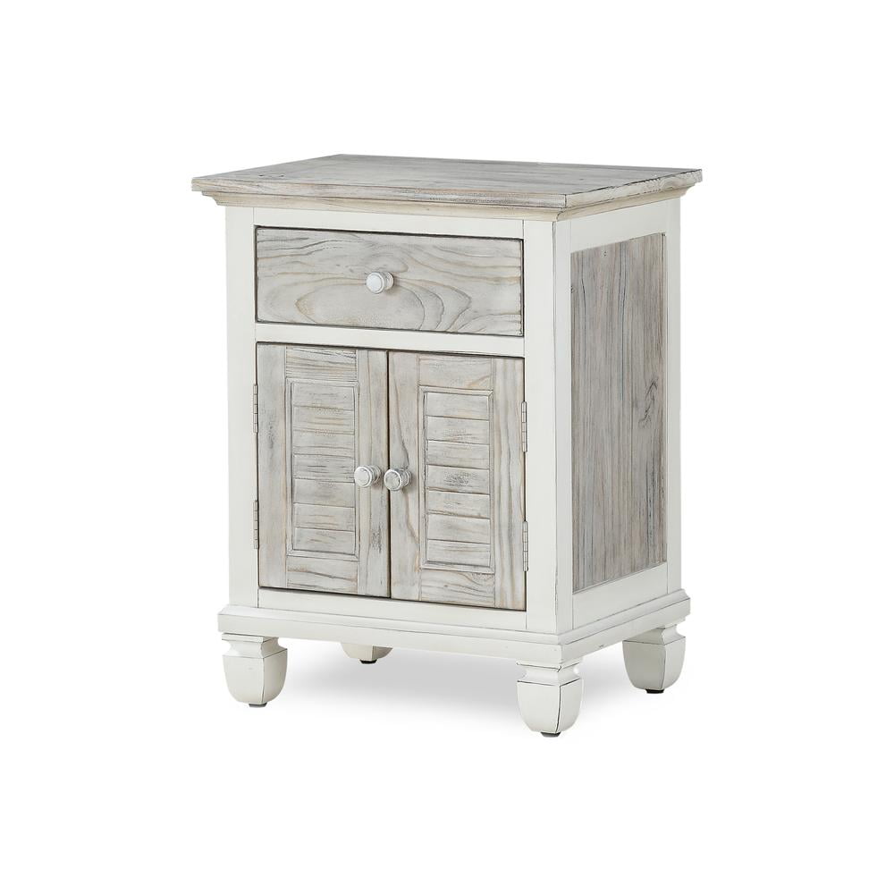 Sea Wind Florida Islamorada 2-Door Wood Nightstand with Drawer in Gray/White