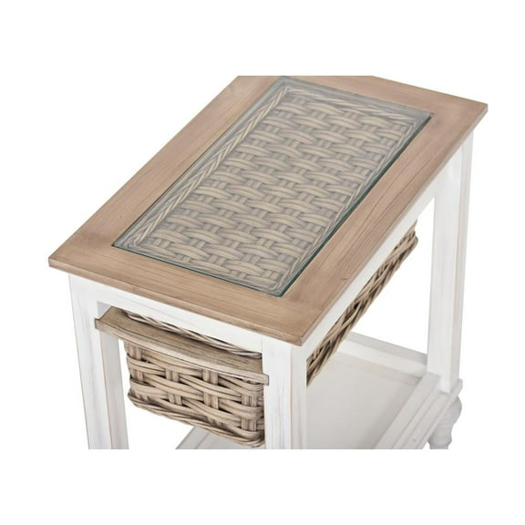 Sea Wind Florida Island Breeze Wood Chairside Table in White/Brown
