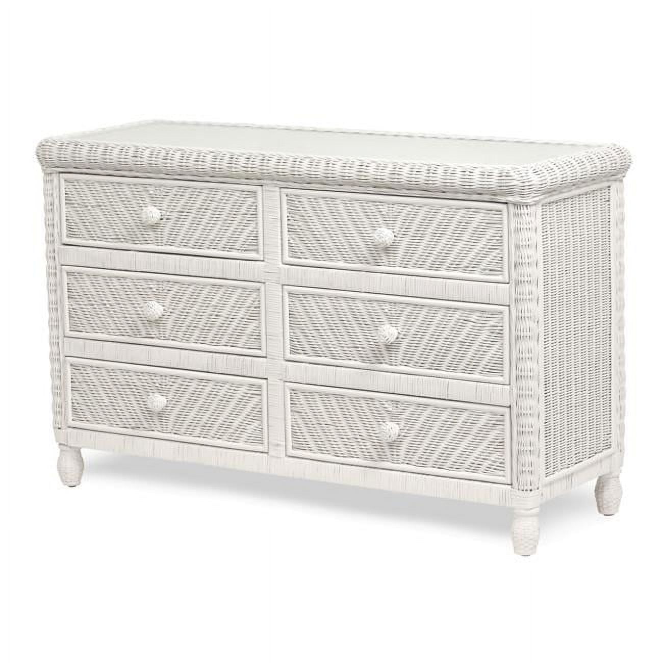 Sea Wind Florida Santa Cruz White Wicker/Rattan 6-Drawer Dresser - Bedroom Furniture Wood ...
