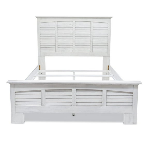 Sea Wind Florida Surfside Coastal Wood Queen Panel Bed in White
