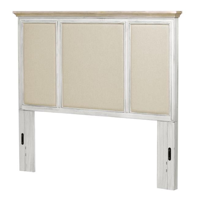 Captiva Island Two-Tone Wood King Headboard in White and Light Brown
