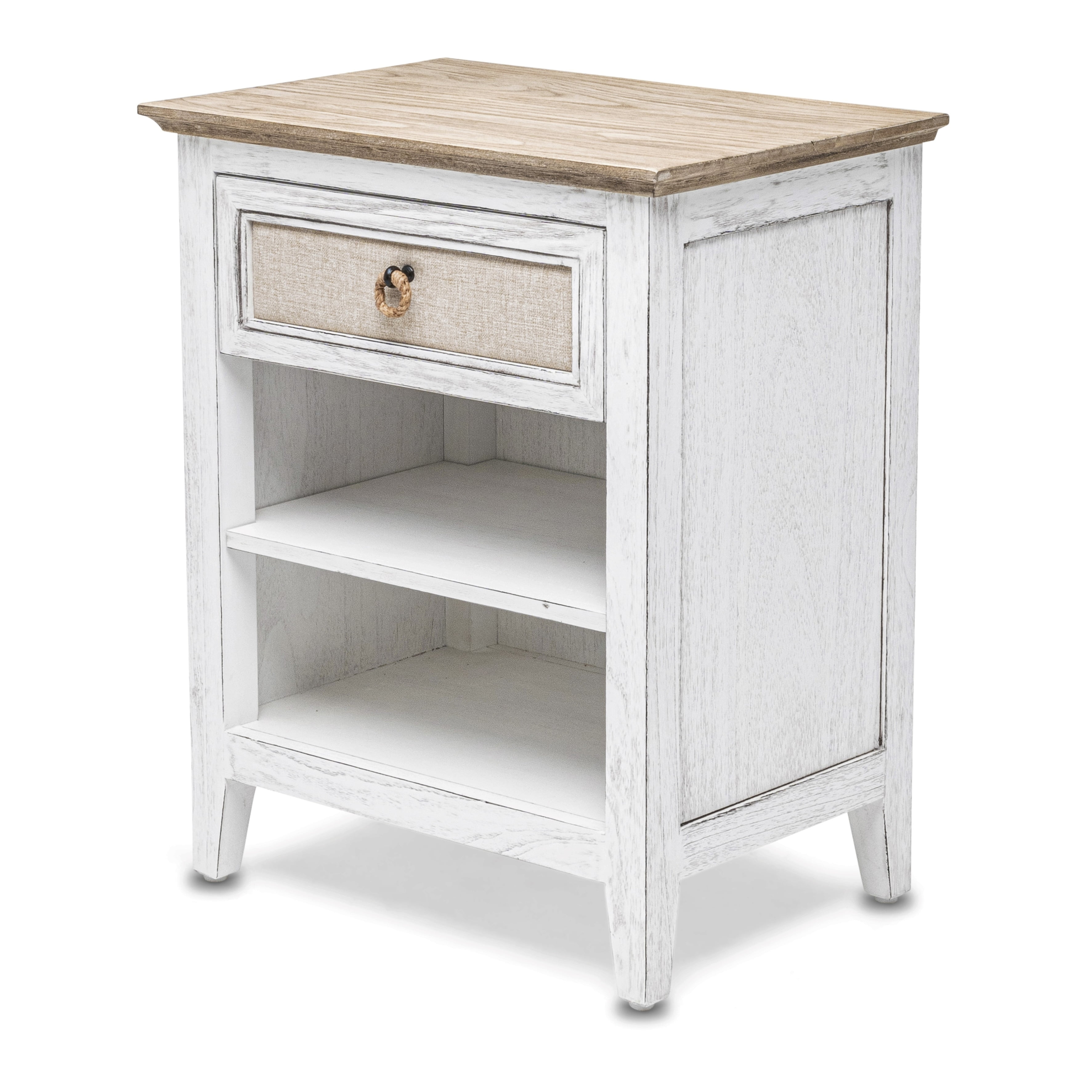 Beach Sand Weathered White Coastal 1-Drawer Nightstand