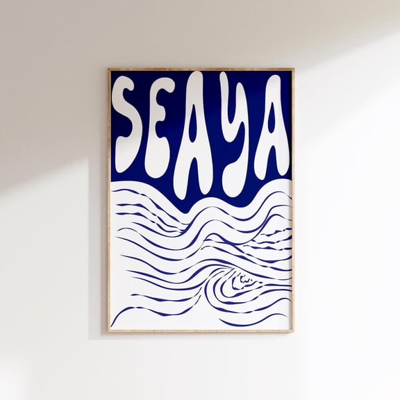 Sea Ya Print - Hallway Welcome Sign - Quirky Entryway Wall Art - Coastal Pun Home Decor - Nautical Welcome Poster - Coastal Wall Art, Unframed Canvas Size 8x12 F03.1.21l665