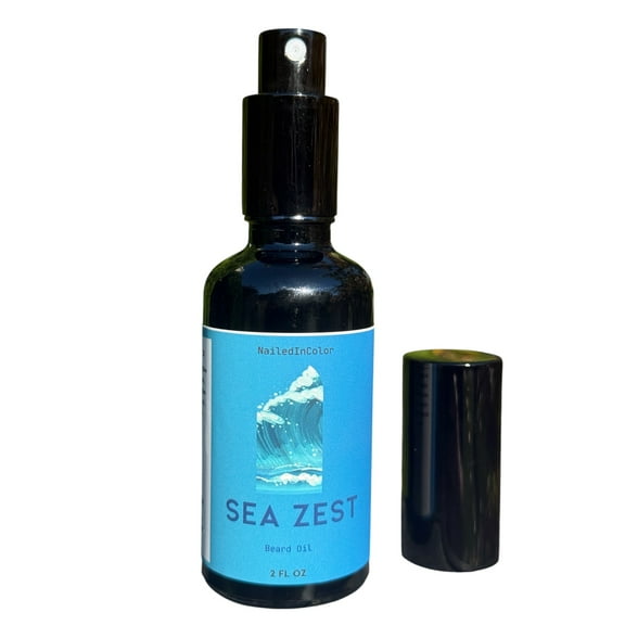 Sea Zest Scented Beard Oil by NailedInColor, Men's Soothing Skin Protection and Beard Management, Grooming Toiletry, 2 Fl oz