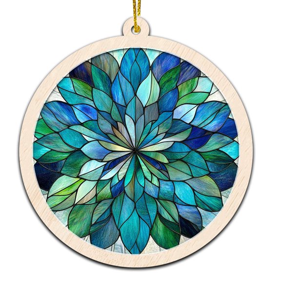Sea and Land Mandala Stained Glass Suncatcher Ornament Ornament Gift for Family, Friends, Men & Women, Christmas 2025 Keepsake