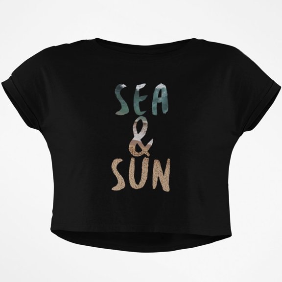 Sea and Sun Summer Beach Junior Boxy Crop Top T Shirt