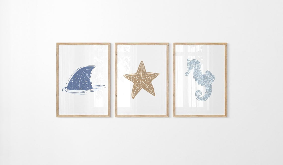Sea animal wall art Ocean nursery decor Under the sea prints Beach ...