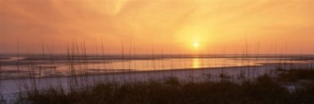 Sea at dusk Gulf of Mexico Tigertail Beach Marco Island Florida USA Canvas Art - Panoramic Images (18 x 6)