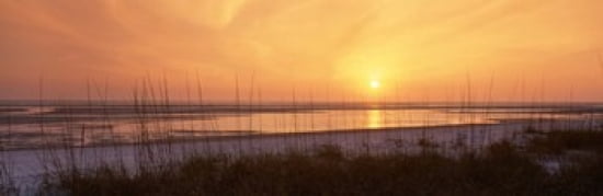 Sea at dusk Gulf of Mexico Tigertail Beach Marco Island Florida USA Canvas Art - Panoramic Images (36 x 12)