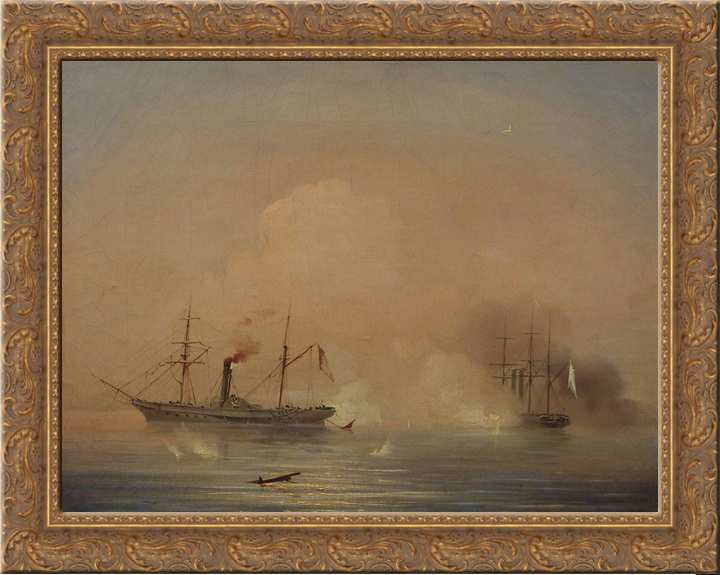 Sea battle 24x20 Gold Ornate Wood Framed Canvas Art by Aivazovsky, Ivan ...