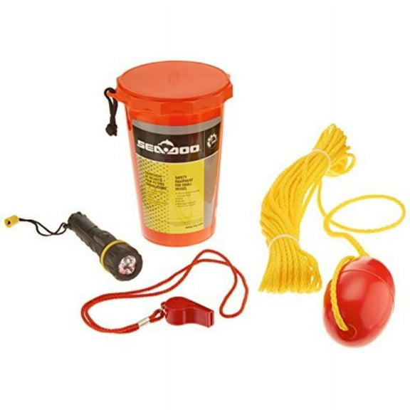 Sea-doo Safety Equipment Kit with Heaving Line, Bailer, Whistle and Watertight Flashlight