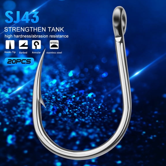 Sea fishing stainless steel hooks with barbs and eyelets, corrosion resistant to saltwater, boat fishing hooks, jig hooks, drop shot hooks, offset shank hooks, blackwater fishing hooks
