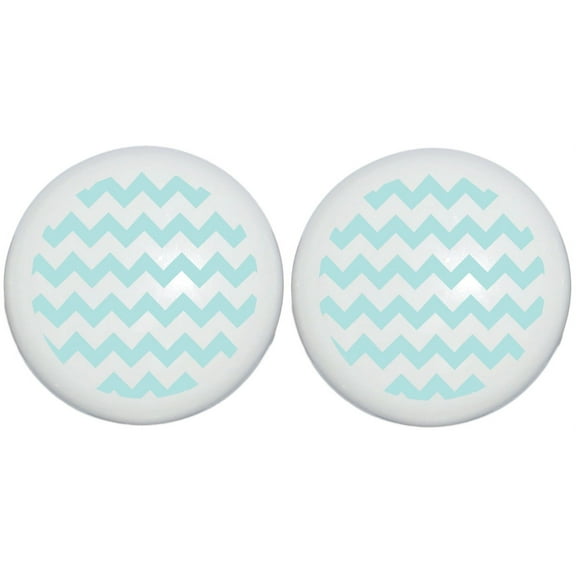 Sea foam Green Chevron Ceramic Drawer Knobs Cabinet Pulls Nursery Decor (Set of Two)