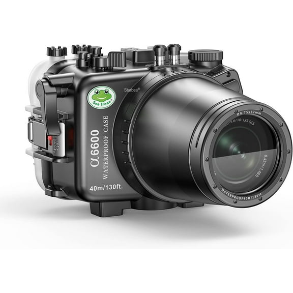 Sea frogs Underwater Camera Case Compatible with Sony A6600 90MM IPX8 40m/130ft Maximum Diving Depth Waterproof Camera Housing for Diving, Surfing, Rowing, Skiing