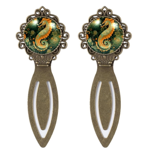 Sea horse Copper-Colored Lace Bookmarks: Stainless Steel Book Markers Set for Readers and Book Lovers