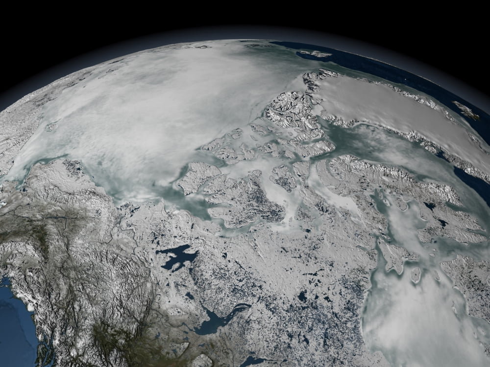 Sea ice above North America Canvas Art - Stocktrek Images (32 x 24)