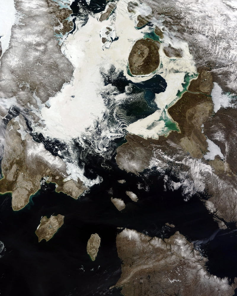 Sea ice and sediment visible in Nunavut Canada Canvas Art - Stocktrek Images (26 x 32)