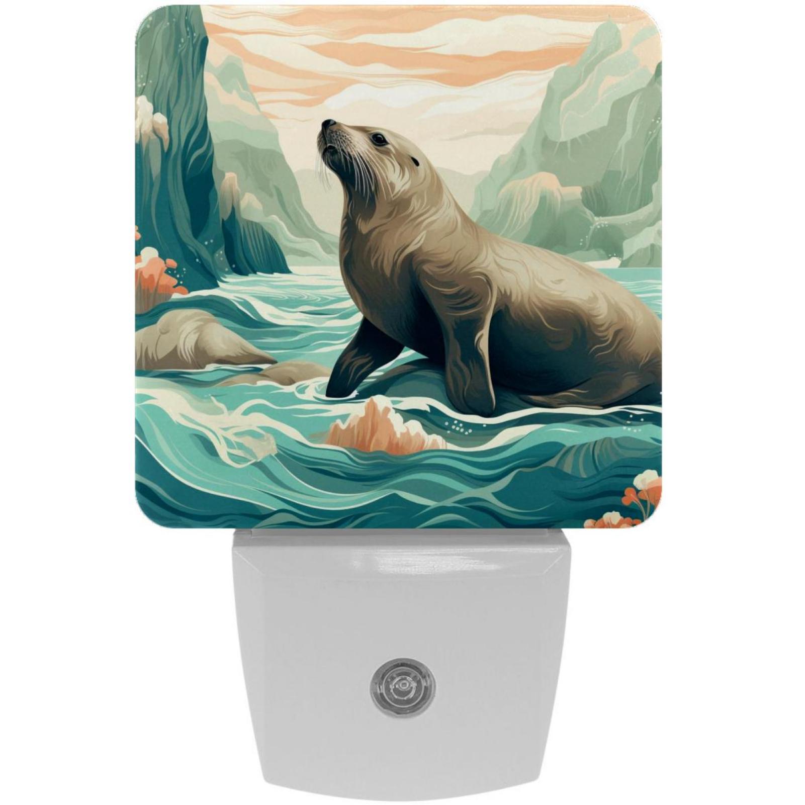 Sea lion LED Square Night Lights Bright and Compact Bedroom or