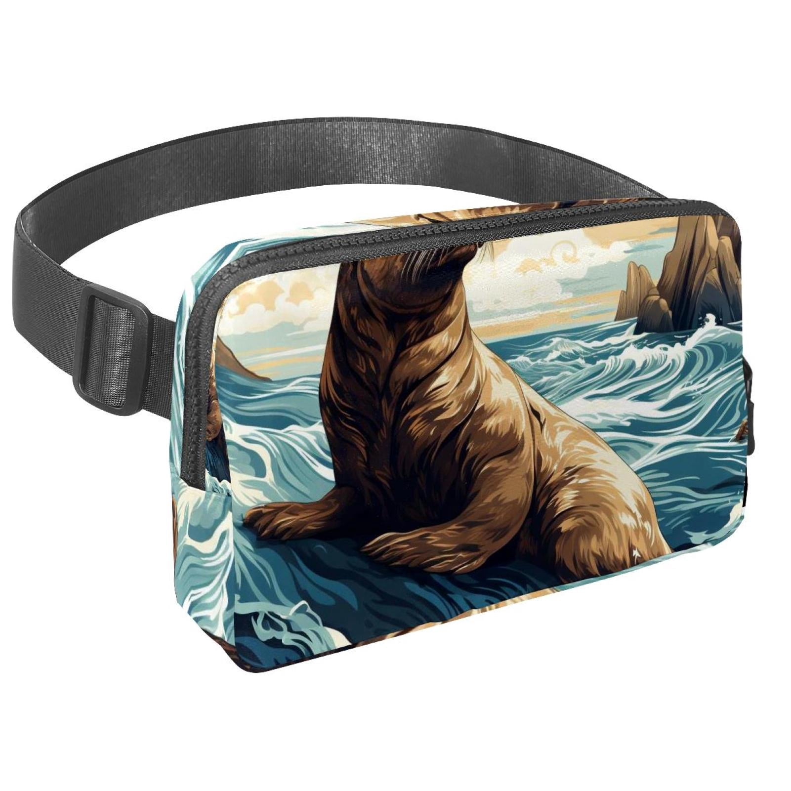Sea lion Lightweight Adjustable Crossbody Fanny Sling Bag with Extension Strap Unisex