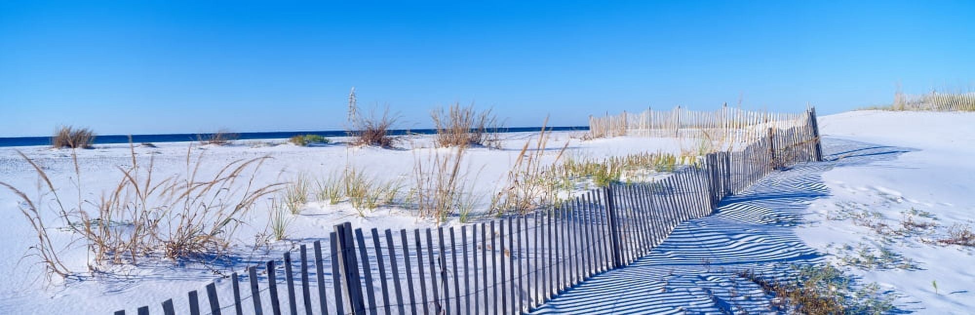 Sea oats and fence along white sand beach at Santa Rosa Island near Pensacola Florida Canvas Art - Panoramic Images (27 x 9)