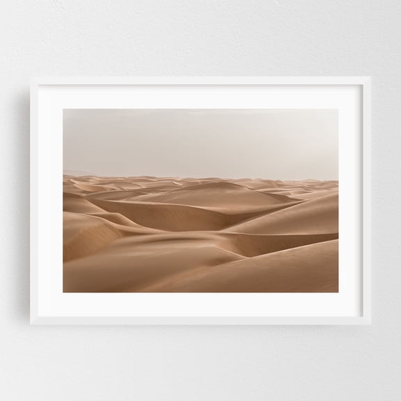 Sea of Sand in the Sahara - Mauritania Photography Desert Landscape Minimalist Nature Scenic Wilderness White Framed Wall Art Print 20 x 30 inches