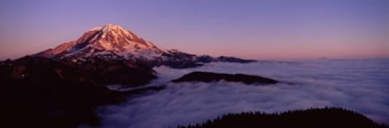 Sea of clouds with mountains in the background Mt Rainier Pierce County Washington State USA Canvas Art - Panoramic Images (36 x 12)