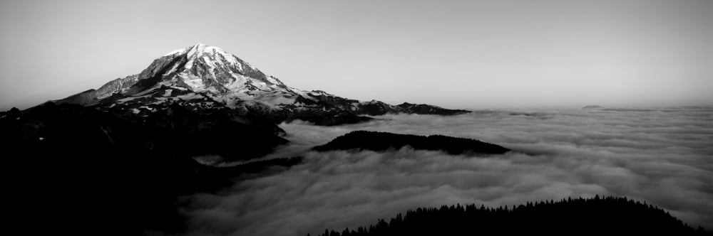 Sea of clouds with mountains in the background Mt Rainier Pierce County Washington State USA Canvas Art - Panoramic Images (6 x 18)