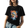 thumbnail image 1 of Sea ​​sunset Dolphins Womens Tshirt Graphic Tees Cotton Crew Neck T-Shirts, Casual Short Sleeve Shirts for Women Teen Girl Flowers Coconut Tree, 1 of 3