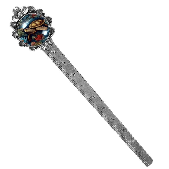 Sea turtle Book Accessories: Vintage Silver Lace-Edged Bookmark - a Gift for Readers and Book Lovers