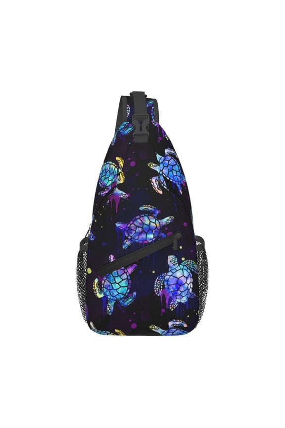 Sea turtle Crossbody Sling Bag for Women Men Sling Backpack Casual Travel Hiking Daypack Chest Shoulder Bags