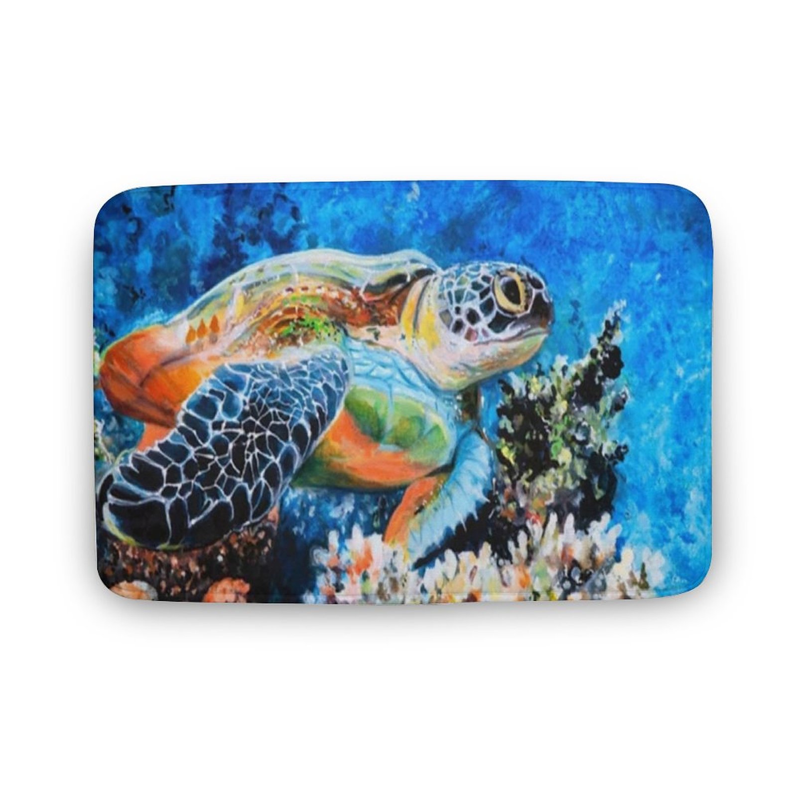 Sea turtle Doormat, Oil painting style print Sea turtle Doormat, Cute ...