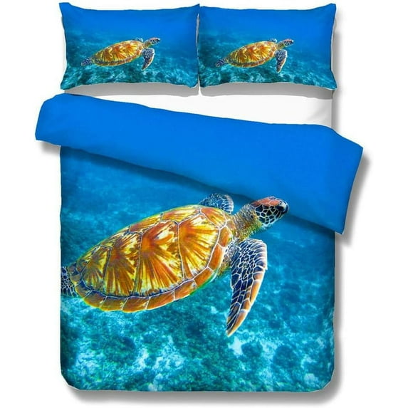 Sea turtle Duvet Cover Set,Bedding Set for Kids and Adult, Home Decor, Full Size