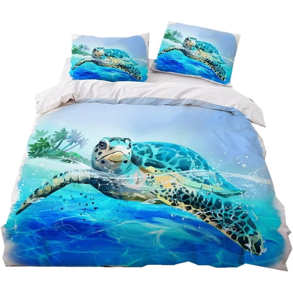 Sea turtle Duvet Cover Set,Bedding Set for Kids and Adult, Home Decor,Twin Size