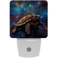 thumbnail image 1 of Sea turtle LED Square Night Lights - Energy Efficient Plug-in Wall Lamp with Auto Sensor, Soft Glow Illumination - for Bedroom, Nursery, Bathroom - Set of 2, White, 1 of 6