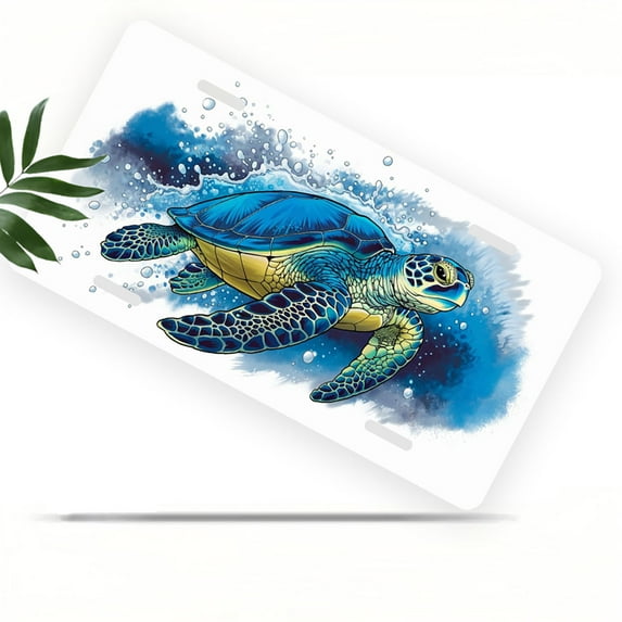 Sea turtle in the Ocean Funny Personalized License Plate Rust-proof Stainless Steel Metal License Plate Suitable For Men And Women 12.2" x 6.2"