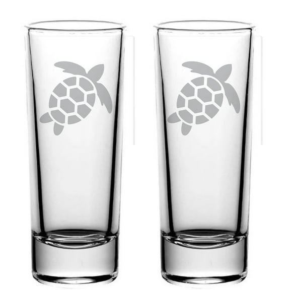 Sea turtle shot glass set 2.0 oz tall