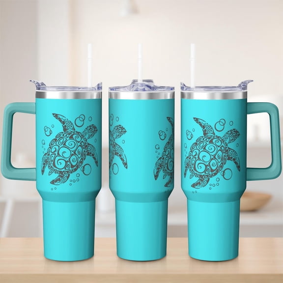 Sea turtle tumbler 40 oz tumbler with handle and straw 304 stainless steel travel cup coffee mug water bottle suitable as a gifts for women mom gifts gift for sea turtle lovers