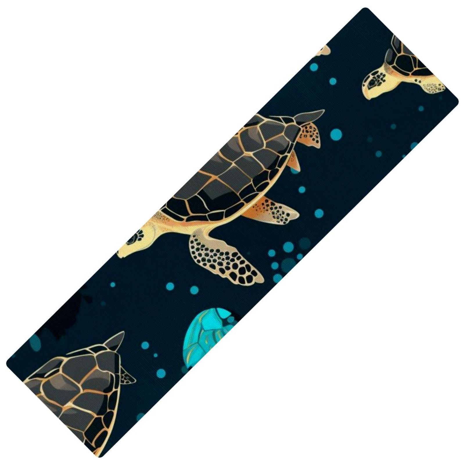 Sea turtles Rectangular Kitchen Runner Rubber Mats, 15.7"x59", Washable, , Absorbent Kitchen