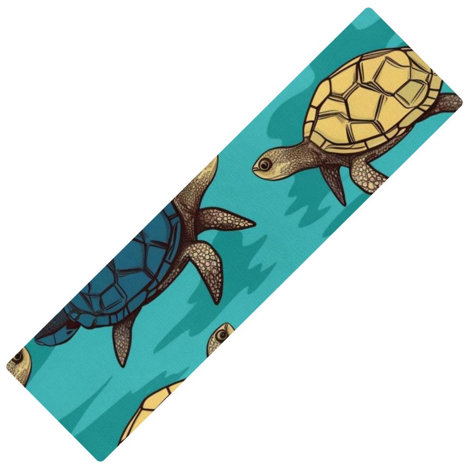 Sea turtles Rectangular Kitchen Runner Rug, 15.7"x59", Washable